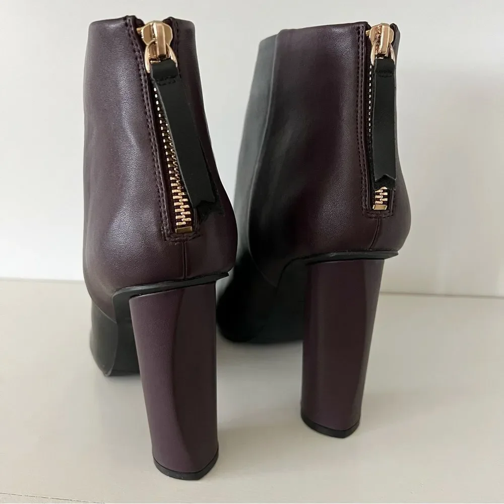 Cabi NWOT  Bisset Ankle Boots Booties 8 Heels Black Purple Leather